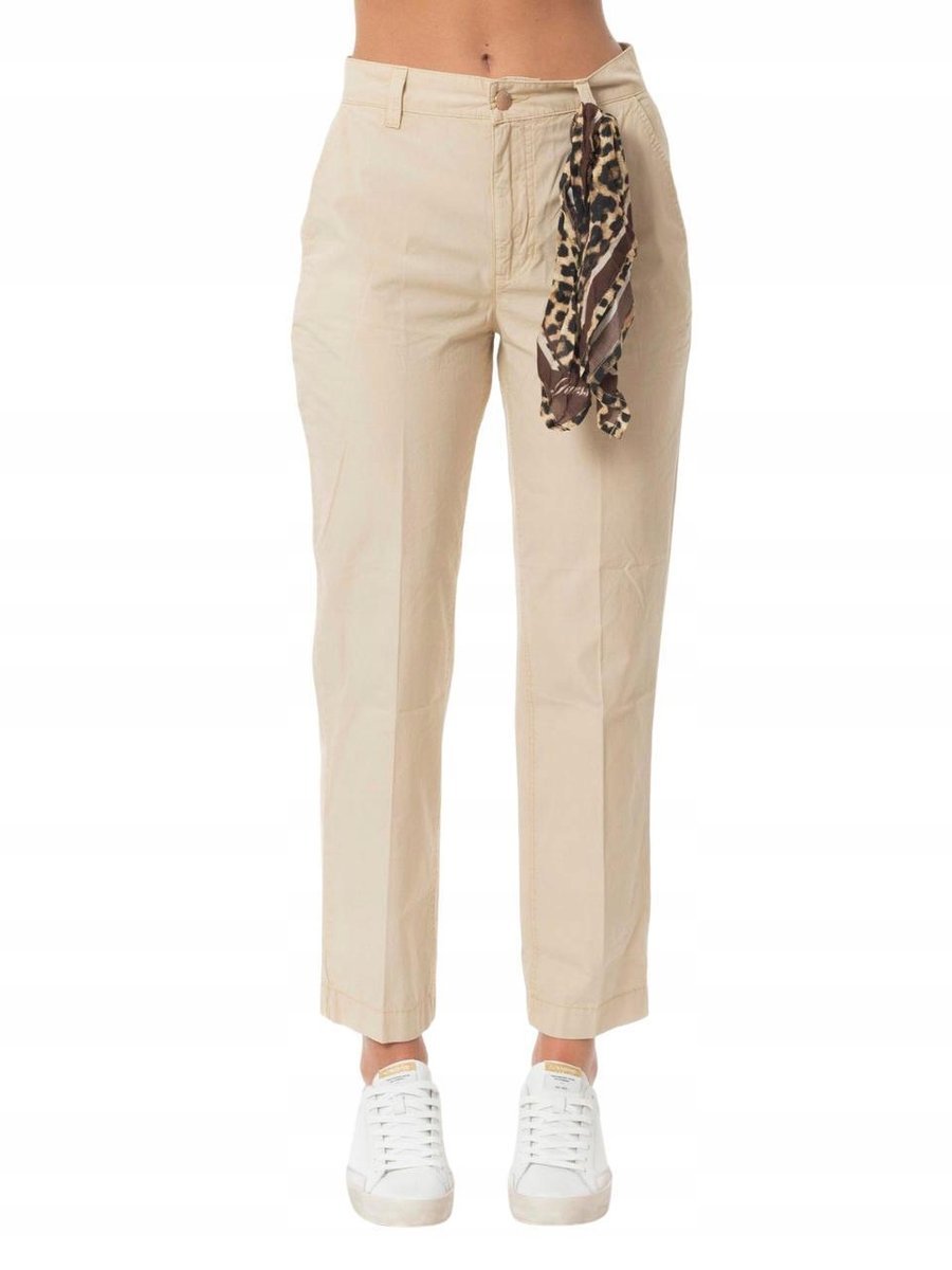 GUESS BEŻOWE ELEGANCKIE SPODNIE CHINOS BAWEŁNA XS 12DA