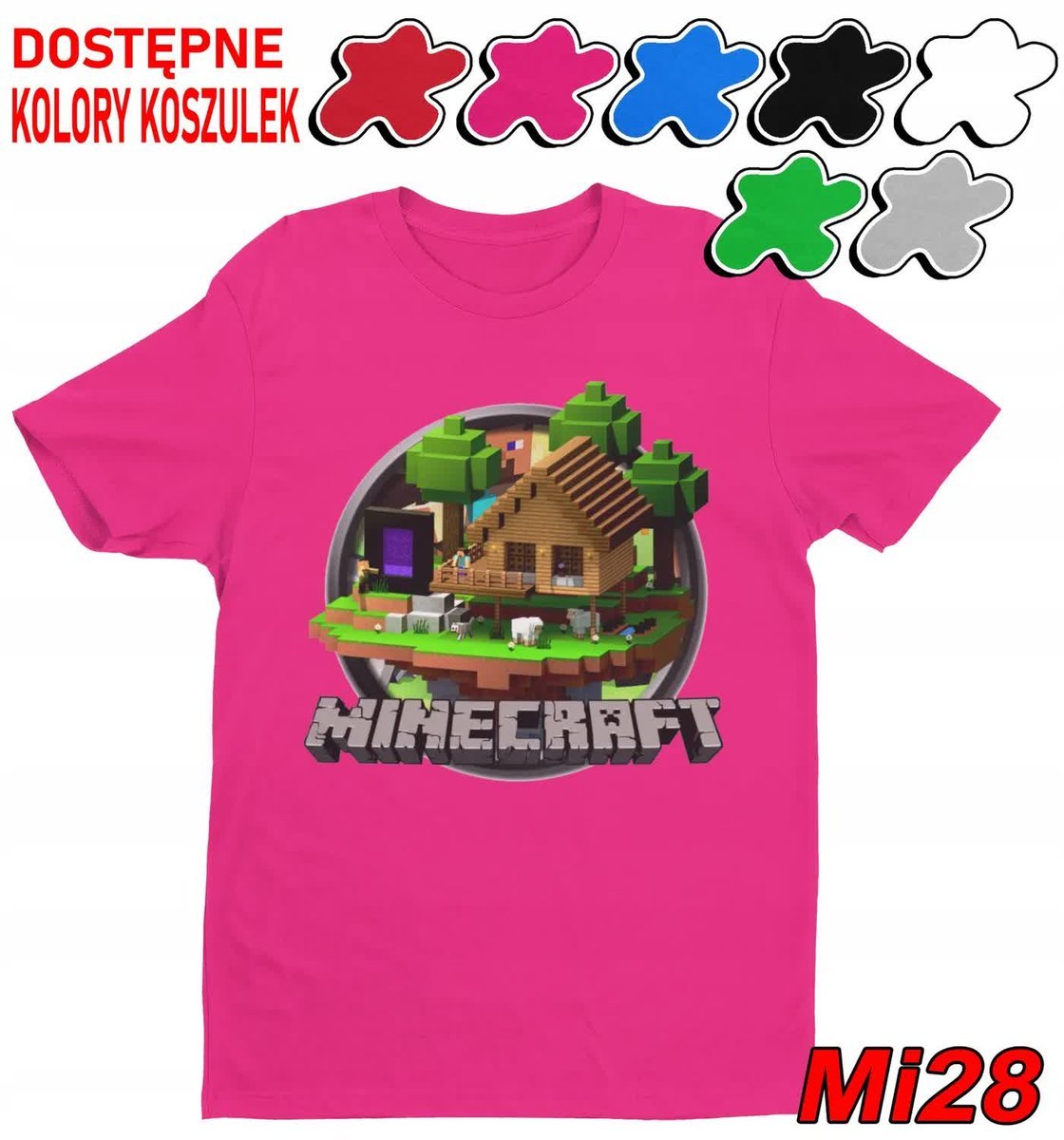 Koszulka Dziecięca Z Nadrukiem Dla Fana Mainkraft Gry Wzory -M 134-140
