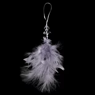 Aniołek z piór, do powieszenia 10 x 17 x 10 cm, szary, zestaw 6 szt. - Ozdoby bożonarodzeniowe - miniaturka - grafika 1