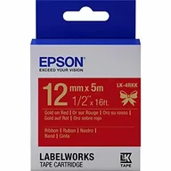 Etykiety do drukarek - Epson Label Cartridge Satin Ribbon LK-4RKK Gold/Red 12mm 5m C53S654033 - miniaturka - grafika 1