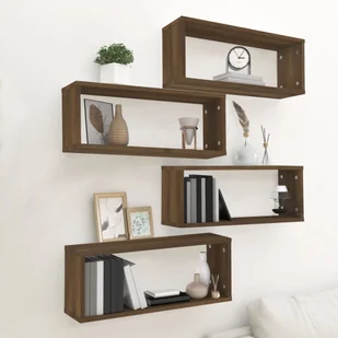 Lumarko Półki ścienne, 4 szt., brązowy dąb, 60x15x23 cm - Półki do salonu - miniaturka - grafika 1