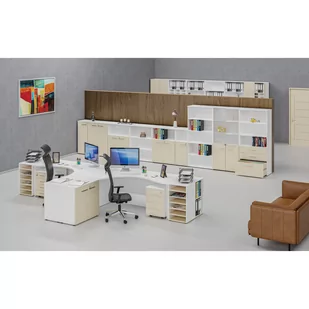 Kontener biurowy z szufladami PRIMO WHITE, 4 szuflady, biały/brzoza - Szafki biurowe - miniaturka - grafika 3
