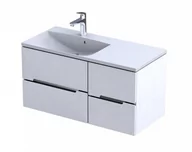 Szafki łazienkowe - Oristo Szafka wisząca SILVER UNI 100 cm z umywalką AMELIA, LEWA BIAŁY POŁYSK, LISTWA CHROM OR33-SD2S-60-1-V3 + OR33-SN1S-40-1 + UME-AM-100-92-L - miniaturka - grafika 1