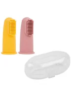 Szczoteczki do zębów dla dzieci - Nattou Szczoteczka na palec różowo-żółta 2szt - miniaturka - grafika 1