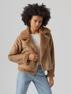 Kurtki damskie - Vero Moda Kurtka w kolorze jasnobrązowym ze futra syntetycznego - miniaturka - grafika 1