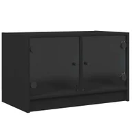Szafki RTV - vidaXL Szafka pod telewizor ze szklanymi drzwiami czarna 68x37x42 cm - miniaturka - grafika 1