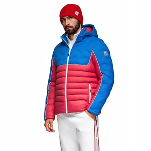 Pikowana stylowa kurtka męska - niebiesko-czerwona V1 OM-JALP-0206 r. S - Kurtki męskie - miniaturka - grafika 1