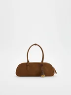 Torebki damskie - Reserved - Zamszowa torebka z zawieszką - brązowy - miniaturka - grafika 1