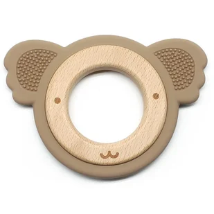 Gryzak Koala Silikonowy z Drewnianym Pierścieniem [Kolor Jasnoróżowy] - Gryzaki dla dzieci - miniaturka - grafika 1