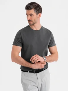 Męski klasyczny bawełniany T-shirt BASIC - grafitowy V15 OM-TSBS-0236 XXL - Koszulki męskie - miniaturka - grafika 1