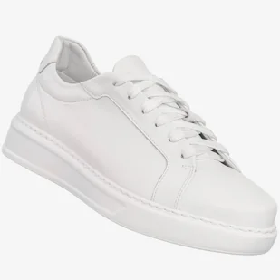 Sneakersy Męskie Skórzane Buty Sportowe Półbuty Białe Faber Biały 44 - Półbuty męskie - miniaturka - grafika 1