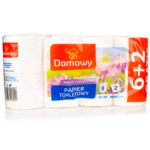 Papier Toaletowy Biały Miękki Domowy 2-warstwowy, 8 rolek - Papier toaletowy - miniaturka - grafika 1