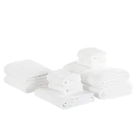 Ręczniki - Beliani Komplet 9 ręczników bawełniany biały AREORA - miniaturka - grafika 1