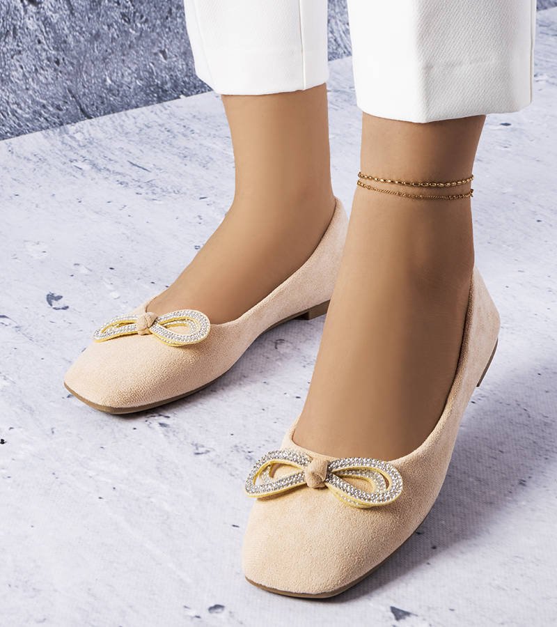 Beżowe balerinki z kokardką Gaillou-36