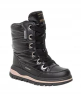 Śniegowce damskie - GEOX CZARNE ŚNIEGOWCE Z AKCENTEM BEŻOWYM NA PODESZWIE 32 J0A - miniaturka - grafika 1