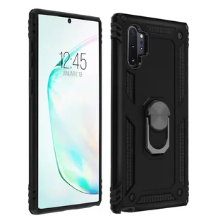 Samsung Galaxy Note 10 Plus Etui BiMaterial Rigid Soft Magnetyczna podstawka z pierścieniem w kolorze czarnym - Etui i futerały do telefonów - miniaturka - grafika 1