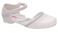 Buty dla dziewczynek - Białe buciki komunijne dla dziewczynki z cyrkoniami Wojtyłko 5B24423B-7 - miniaturka - grafika 1