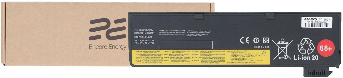 NoName Nowa bateria Encore Energy do Lenovo ThinkPad T440 T450 T460 T550 W550s X240 X250 L450 L460 48Wh 10.8V 4400mAh 45N1125