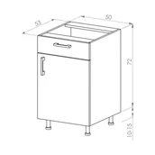Meble kuchenne - Bari Plus Szafka Dolna Prawa D1S-50_Blum Dąb Kamienny - miniaturka - grafika 1