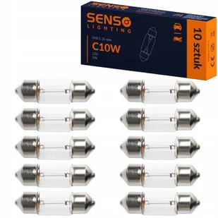 ŻARÓWKA SENSO C10W 12V 10W 31mm SV8.5 Rurka Rurkowa x10sztuk - Żarówki samochodowe - miniaturka - grafika 1