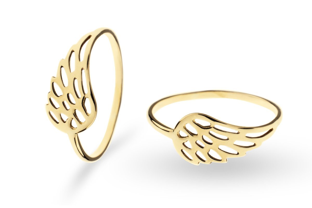 ZŁOTY PIERŚCIONEK WINGS SKRZYDŁO 585 CELEBRYTKA 16