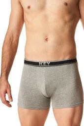 Bokserki męskie gładkie szare z zewnętrzną logowaną gumą MXH 261 Key - Majtki męskie - miniaturka - grafika 1