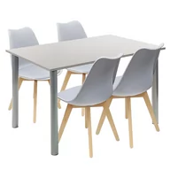 Meble do sypialni - Zestaw stół Lugano 120 szary i 4 krzesła NORDEN szare - miniaturka - grafika 1