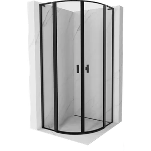 Mexen Mist L kabina prysznicowa półokrągła uchylna 90 x 90 cm, czarna ramka, czarna - 8A32L-090-090-70-70 - Kabiny prysznicowe - miniaturka - grafika 1