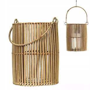 LAMPION LATARNIA BOHO BAMBUS świecznik naturalny stojący do powieszenia - Świeczniki - miniaturka - grafika 1