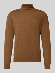 Sweter z wywijanym kołnierzem i wyhaftowanym logo - Swetry męskie - miniaturka - grafika 1