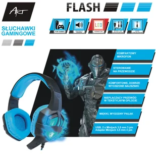 SŁUCHAWKI GAMINGOWE FLASH podświetlane (ver 2023) - Słuchawki - miniaturka - grafika 1