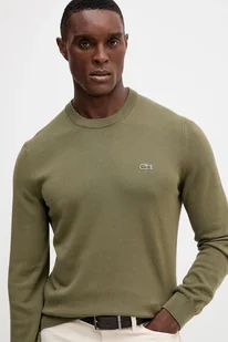 Lacoste sweter bawełniany kolor zielony lekki - Swetry męskie - miniaturka - grafika 1