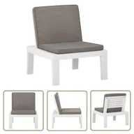 Fotele i krzesła ogrodowe - The Living Store Siedzisko ogrodowe z poduszką - plastikowe - białe - Siedzisko Ogrodowe - miniaturka - grafika 1