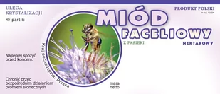 Etykiety na Miód Faceliowy (100szt) - wzór E1024 - Akcesoria do hodowli zwierząt - miniaturka - grafika 1