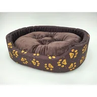 Legowiska dla psów - Legowisko L brązowe w łapki - miniaturka - grafika 1