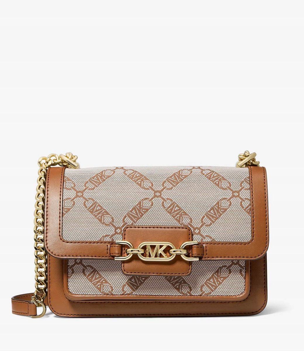 Torebka damska Michael Kors listonoszka MK monogram beżowo-brązowa