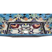 Umywalki - Meksykańska ceramiczna umywalka nablatowa La Reina – prostokątna umywalka łazienkowa 55 x 36 x 11 cm Ręcznie wykonana umywalka Talavera - miniaturka - grafika 1
