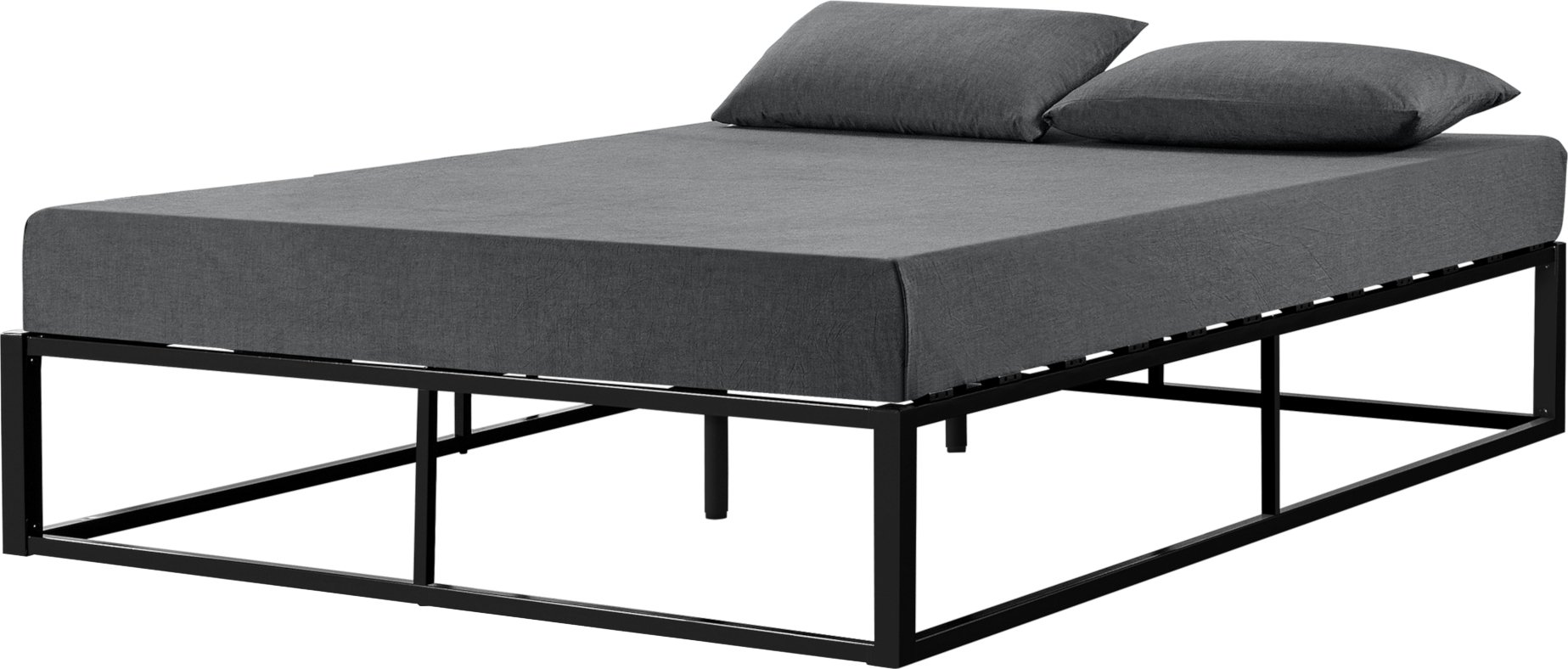 [en.casa] Łóżko metalowe 180x200cm czarne na stalowej ramie z listwami Rama łóżka Design Łóżko podwójne Łóżko małżeńskie Sypialnia