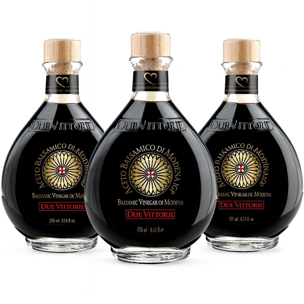 Zestaw luksusowy Balsamico Due Vittorie Modena 3x250ml - Włoski specjał w eleganckim szkle