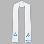 Szaty liturgiczne - Biała stuła haftowana - szeroka jednostronna - miniaturka - grafika 1