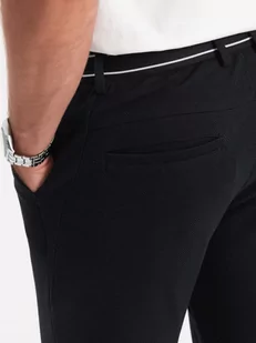Dzianinowe spodnie męskie z gumką w pasie - czarne V4 OM-PACP-0116 - Spodnie męskie - miniaturka - grafika 4