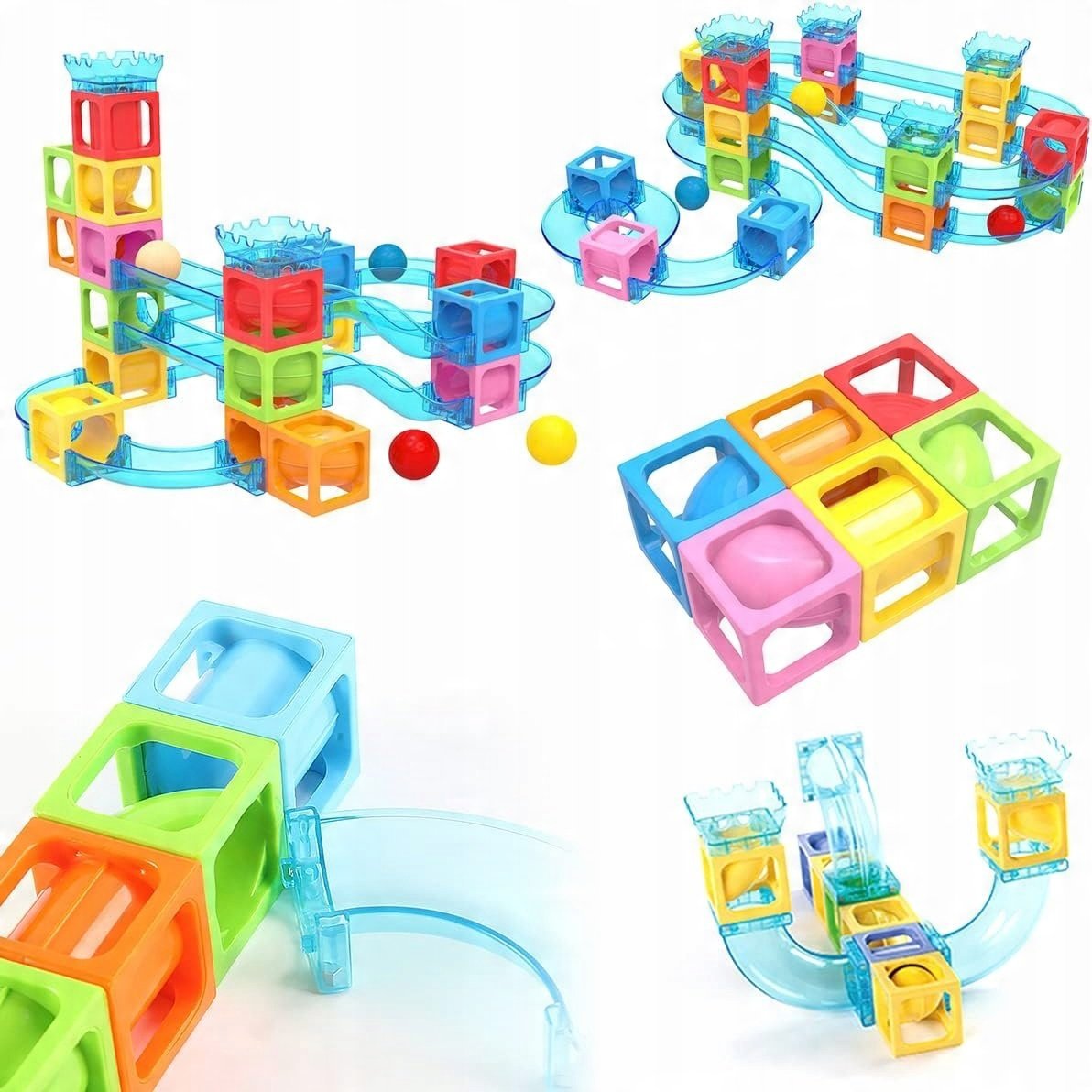 Rousky Klocki Magnetyczne Tor Wyścigowy Dla Kulek Zabawka Dla Dzieci 36 Pcs