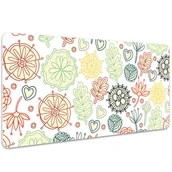 Podkładki na biurko - Mata z nadrukiem na biurko Kwiaty i Serca 100x50 cm, Dywanomat - miniaturka - grafika 1