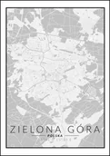 Plakaty - Galeria Plakatu, Plakat, Zielona Góra Mapa Czarno Biała, 40x60 cm - miniaturka - grafika 1