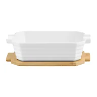 Formy do ciast - Forma porcelanowa z bambusową podstawką Blanc prostokątna AMBITION - miniaturka - grafika 1