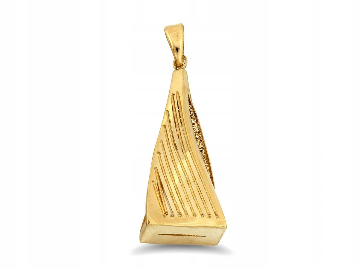 Zawieszka złota 585 duża TRÓJKĄTNA przestrzenna 2.54g elegancki TRÓJKĄT 14K