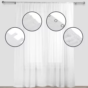 Firana KRESZ kolor biały styl klasyczny taśma smok taśma smok transparentna 5 cm woal gnieciony 280x275 homede - SCURT/HOM/KRESZ - Firany - miniaturka - grafika 4