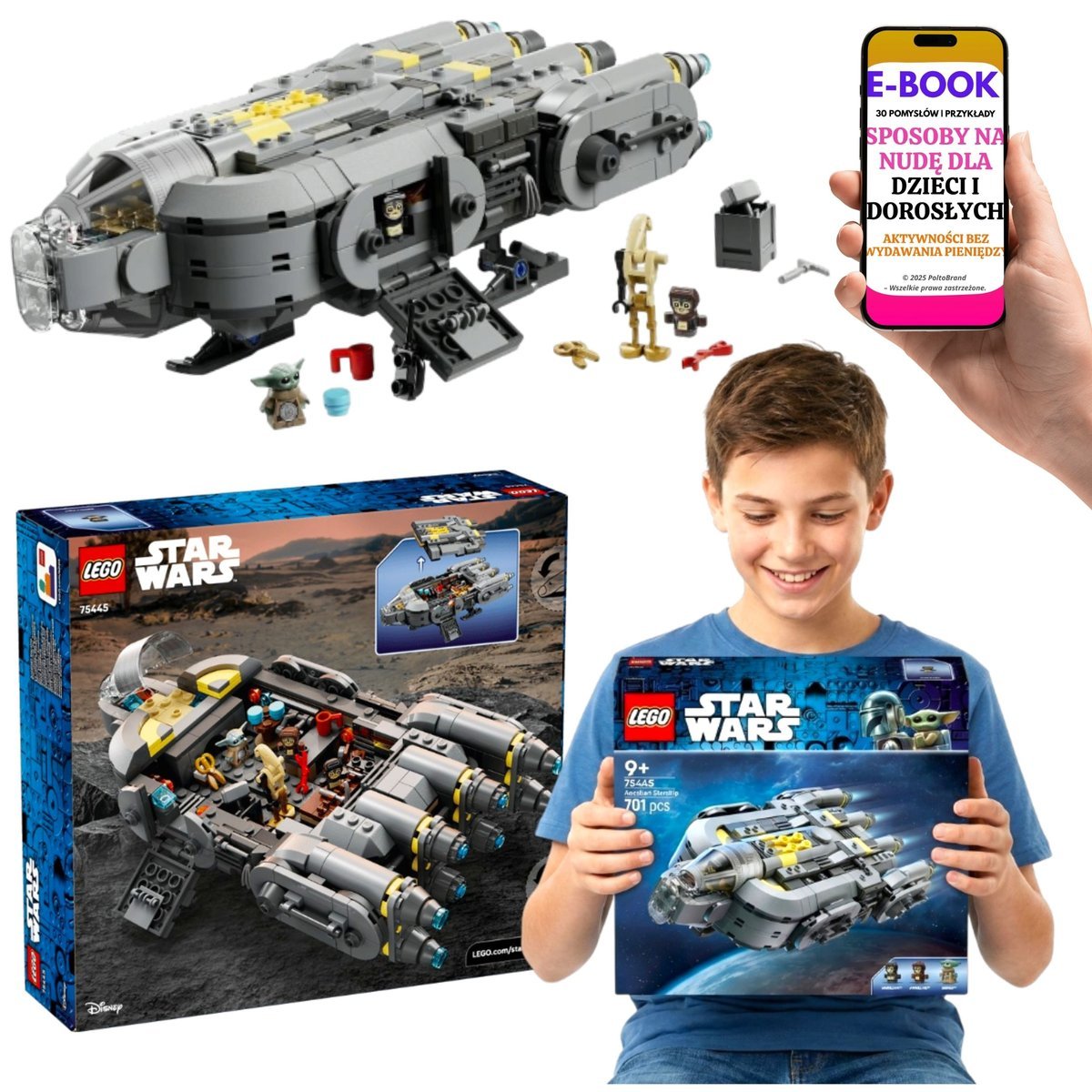 LEGO STAR WARS PREZENT DLA FANA Anzellański Statek Gwiezdny Grogu 75445 LEGO + E-BOOK-3