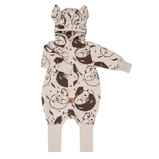 Jesienny Kombinezon Uszaty Wiewiórka na Beżu rozmiar 74 - Kombinezony dla dzieci - miniaturka - grafika 1