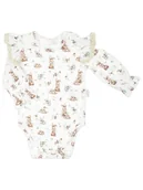 Body dla niemowląt - Dziewczęce body bawełniane na długi rękaw z falbanką kremowe Nicol,r.68 - miniaturka - grafika 1